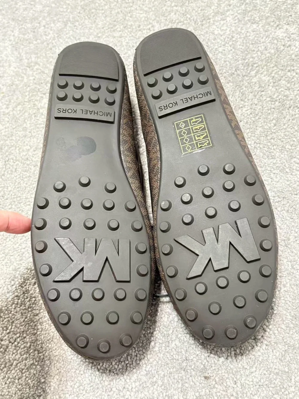 Michael Kors Brown Logo Penny Loafers with Gold Plaque
